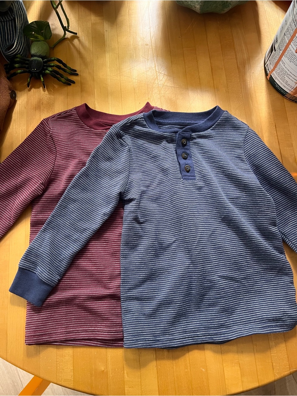 2 pack Garanimals Striped Long-Sleeve Henleys in Blue and Burgundy